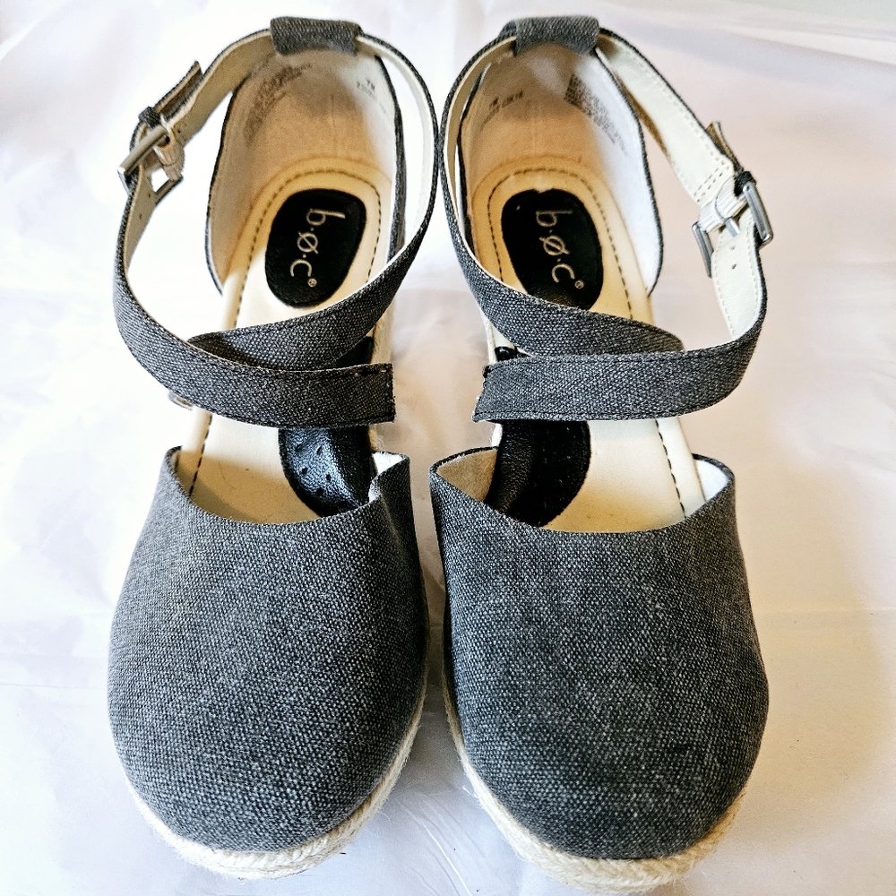 boc Bree Wedge Canvas Espadrilles - Dark Gray - Size 7